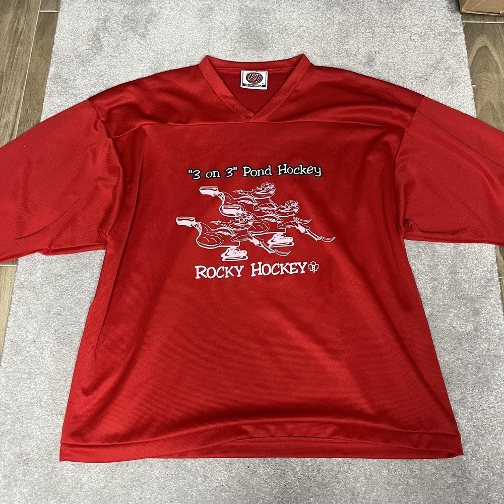 Rocky Hockey Shirt‎ Adult Mens XL Red 3 On 3 Pond Hockey K1 Sportswear Jersey